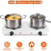 2000W Electric Double Burner Portable Coil Heating Hot Plate Stove Countertop RV Hotplate with Non Slip Rubber Feet 5 Temperature Adjustments