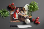 NEW Cookies with Santa Claus Mrs. Claus Glass Cutting Board Decorative Tempered Glass Kitchen Cutting and Serving Board Large Size Chopping Board