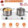 2000W Electric Double Burner Portable Coil Heating Hot Plate Stove Countertop RV Hotplate with Non Slip Rubber Feet 5 Temperature Adjustments